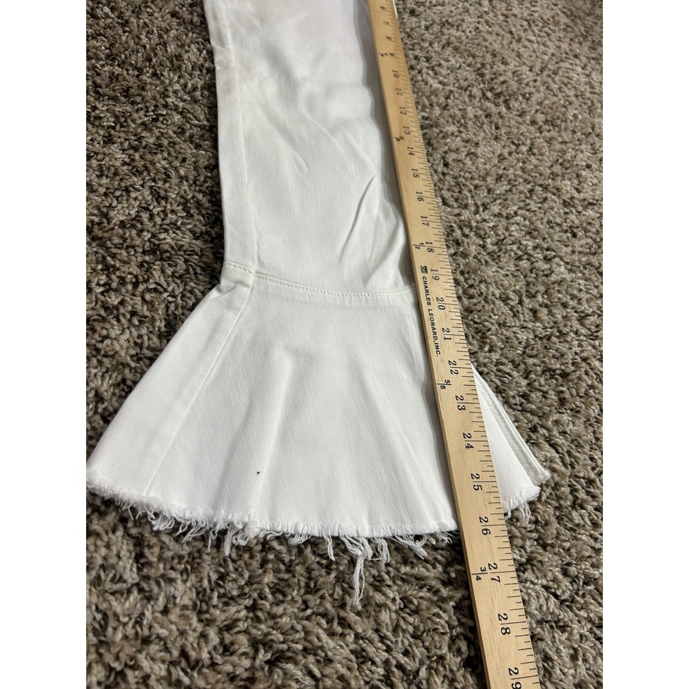 MOTHER Cha Cha Fray White Flare Jeans Raw Hem Frayed Denim Size 26 - Picture 5 of 9